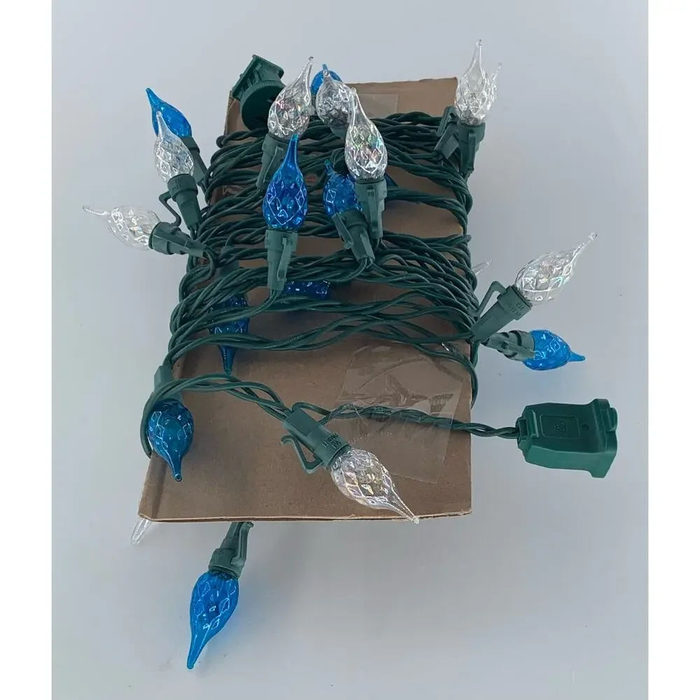 Christmas Lights LED Diamond Cut 1 String Strawberry Blue & White Imperfect